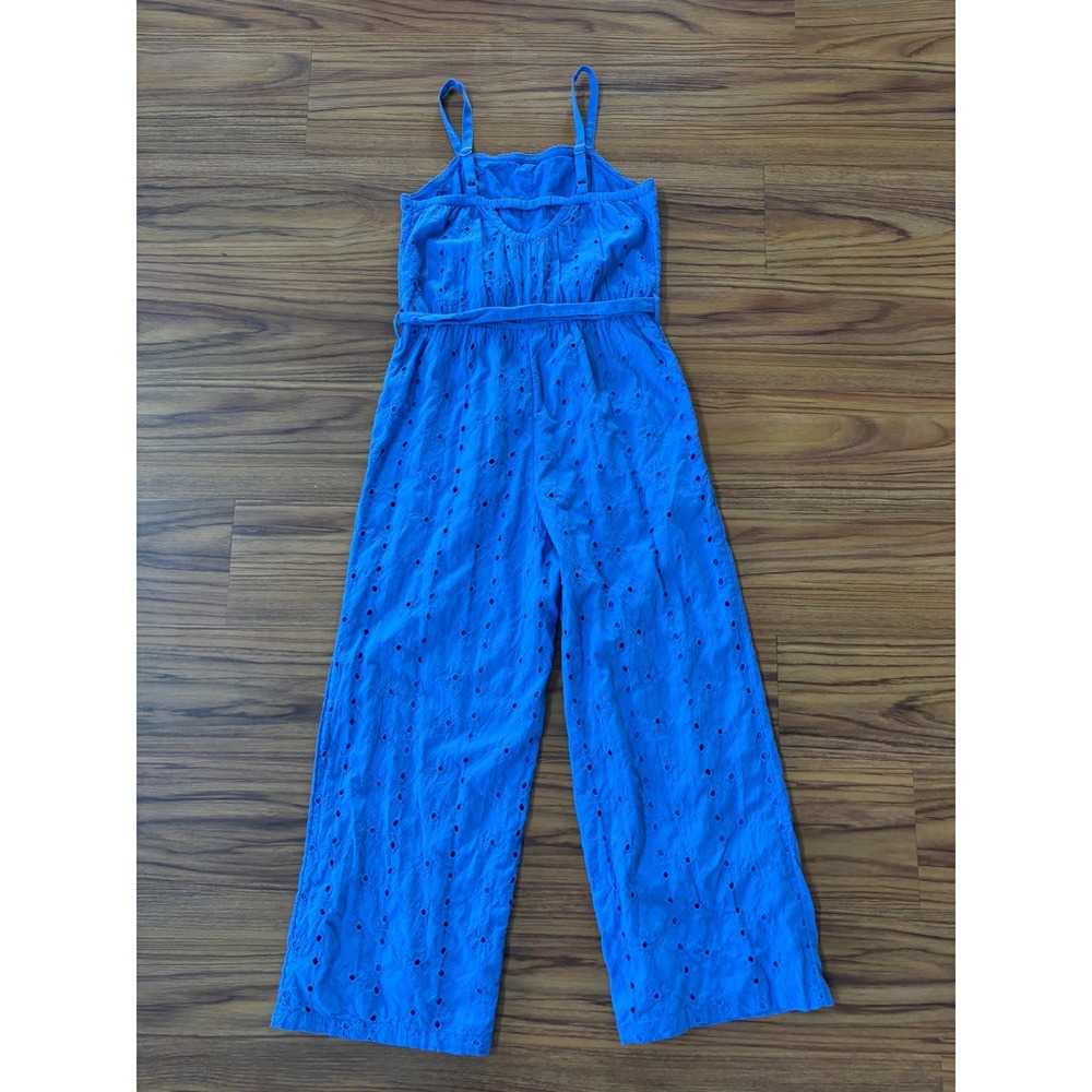 Abercrombie & Fitch blue jumpsuit eyelet embroidered spaghetti strap 11/12 girls - Picture 4 of 4